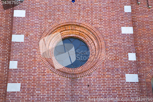 Image of rose window  italy  lombardy     in  the sumirago old   church  