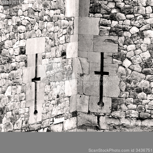 Image of old windon in england london brick and glass the wall 
