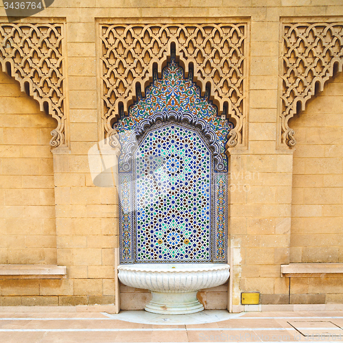 Image of fountain in morocco africa old antique construction  mousque pal