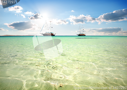 Image of Two sailboats in sea