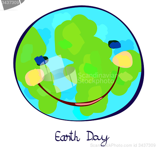 Image of earth planet celebration day, childlike painting