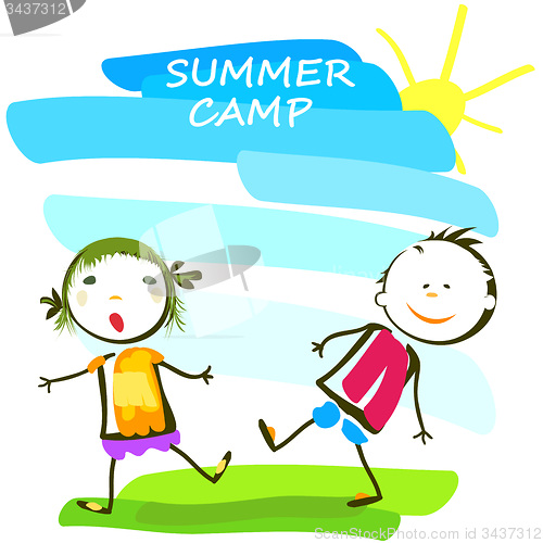 Image of summer camp poster with happy kids