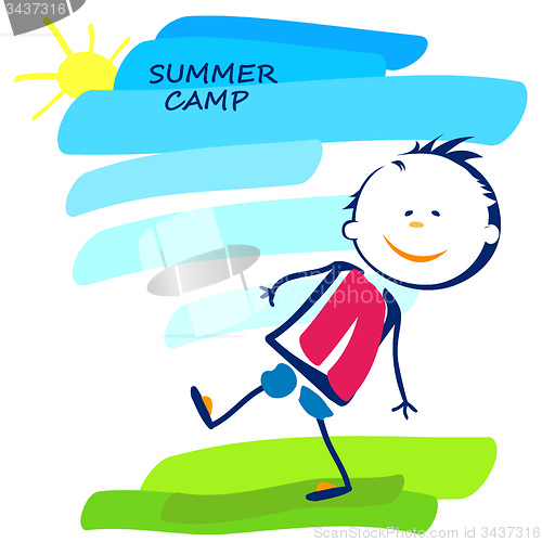 Image of summer camp poster with happy little boy