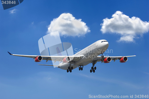 Image of Big airliner and clouds