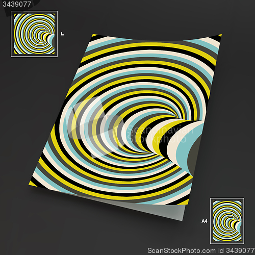 Image of A4 Business Blank. Abstract Striped Background. Optical Art. 