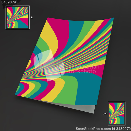 Image of A4 Business Blank. Abstract Striped Background. Optical Art. 