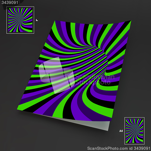 Image of A4 Business Blank. Abstract Striped Background. Optical Art. 