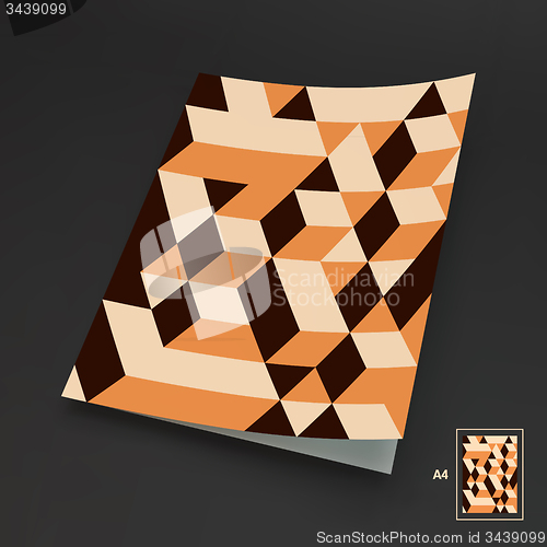 Image of A4 Business Blank. 3d Blocks Structure Background. 