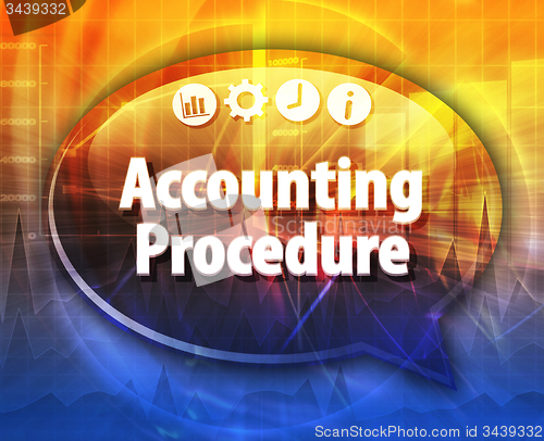 Image of Accounting procedures Business term speech bubble illustration