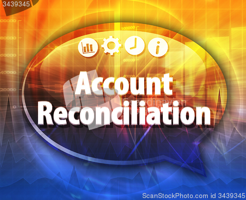 Image of Account reconciliation Business term speech bubble illustration