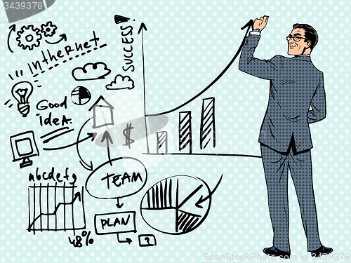 Image of Businessman drawing business concept of success