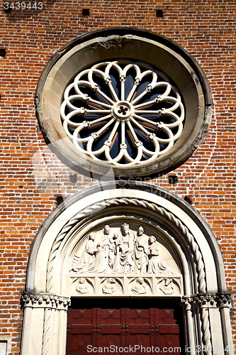 Image of  window    in  the castellanza  old   church   closed brick   to