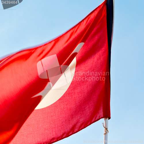 Image of tunisia  waving flag in the blue sky  colour and wave