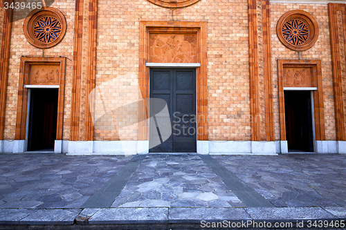 Image of  italy  lombardy    in  the vergiate  old   church  brick tower 