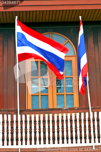 Image of temple   in  bangkok thailand flag 