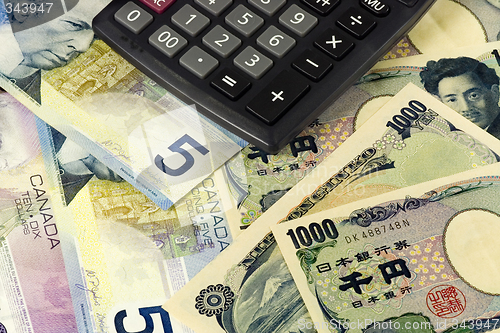 Image of Forex - Canadian and Japanese currency pair with calculator

