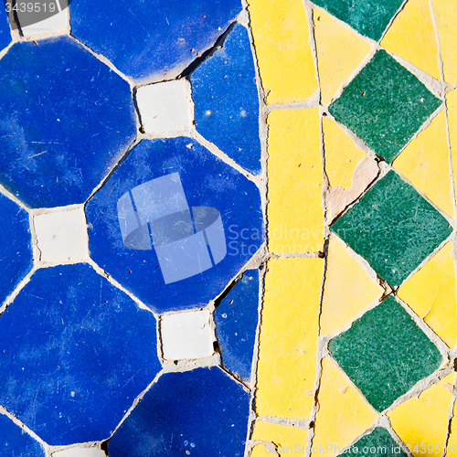 Image of line in morocco africa old tile and colorated floor ceramic abst