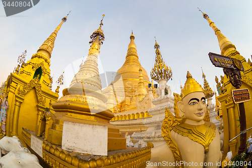 Image of Swedagon Paya at dawn in Yangon, Myanmar.