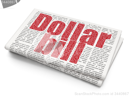 Image of Banking concept: Dollar Bill on Newspaper background