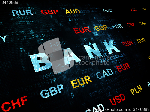 Image of Currency concept: Bank on Digital background