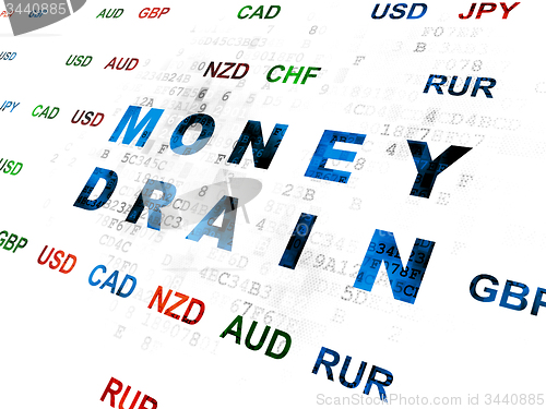 Image of Currency concept: Money Drain on Digital background
