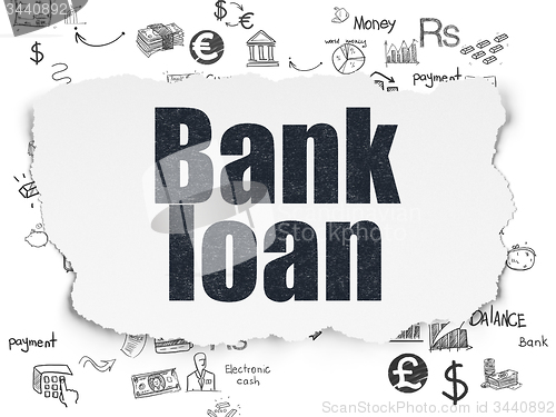 Image of Currency concept: Bank Loan on Torn Paper background
