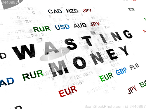 Image of Money concept: Wasting Money on Digital background