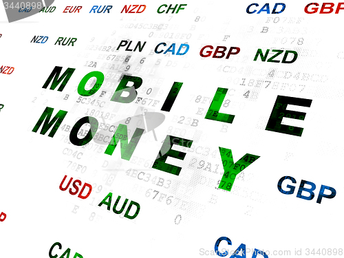 Image of Currency concept: Mobile Money on Digital background