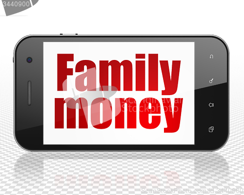 Image of Currency concept: Family Money on Smartphone display