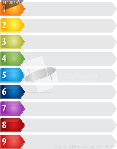 Image of Pointed List Nine blank business diagram illustration