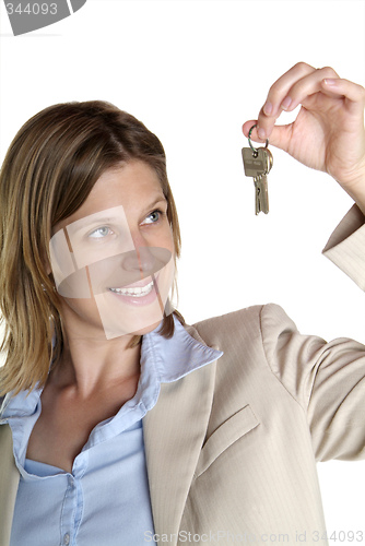 Image of woman shows key