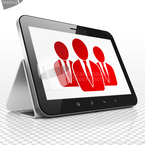 Image of Finance concept: Business People on Tablet Computer display