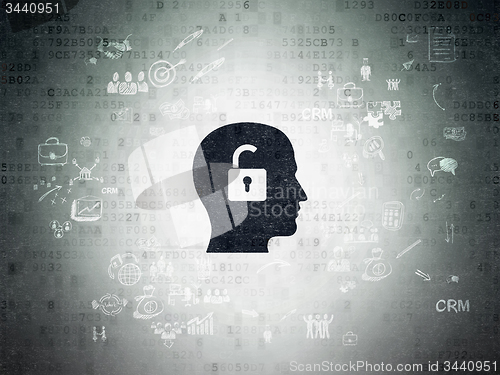 Image of Business concept: Head With Padlock on Digital Paper background