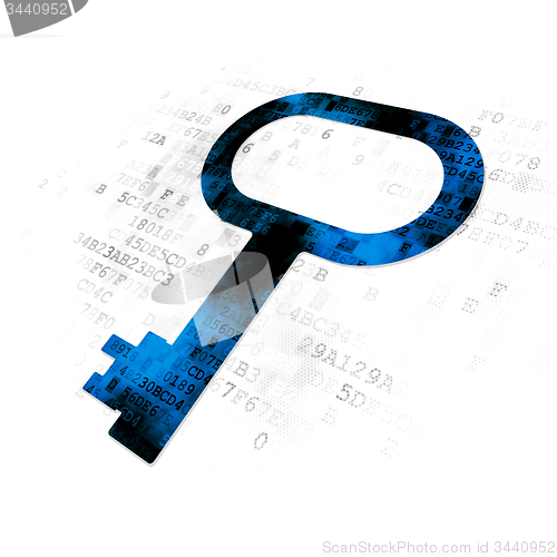 Image of Protection concept: Key on Digital background