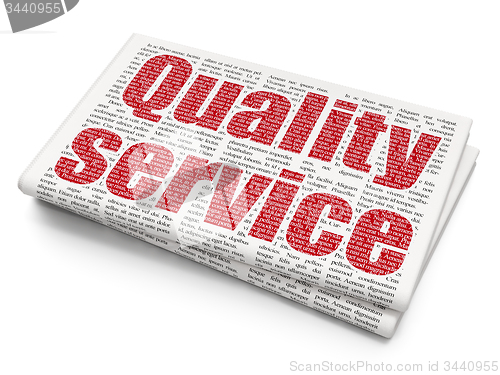 Image of Finance concept: Quality Service on Newspaper background