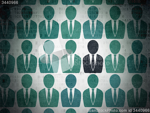 Image of Finance concept: business man icon on Digital Paper background