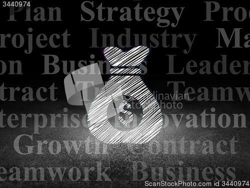 Image of Finance concept: Money Bag in grunge dark room