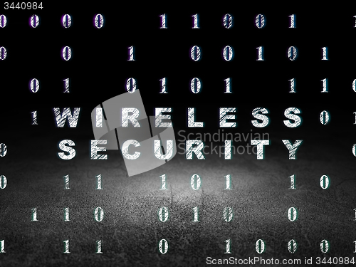 Image of Privacy concept: Wireless Security in grunge dark room
