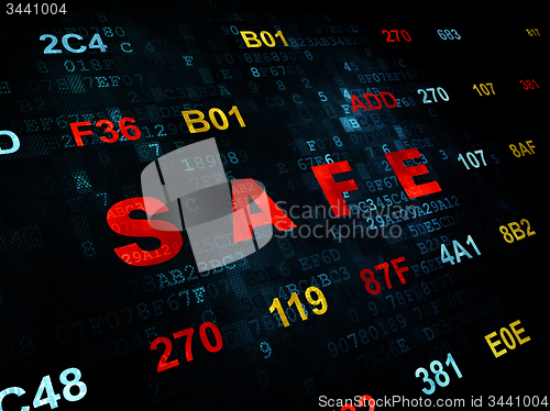 Image of Privacy concept: Safe on Digital background