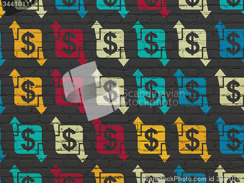 Image of Business concept: Finance icons on wall background