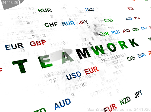 Image of Finance concept: Teamwork on Digital background