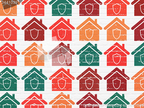 Image of Business concept: Home icons on wall background