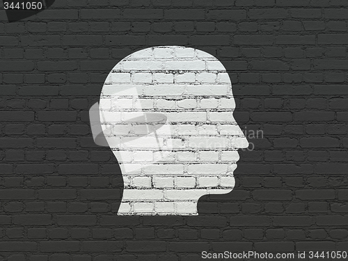 Image of Business concept: Head on wall background