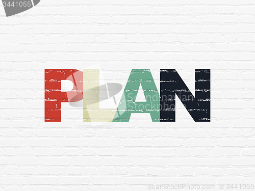 Image of Finance concept: Plan on wall background