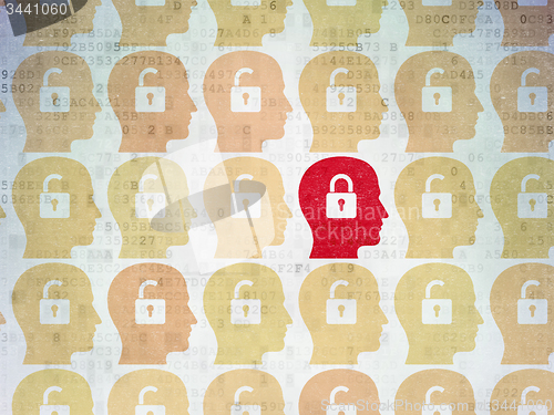 Image of Business concept: head with padlock icon on Digital Paper background