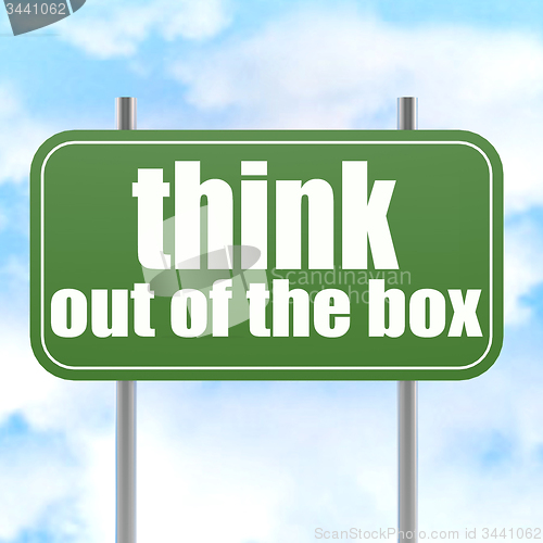 Image of Think out of the box on green road sign