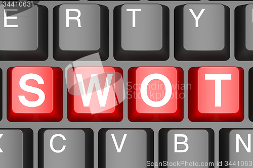 Image of Red swot button on modern computer keyboard