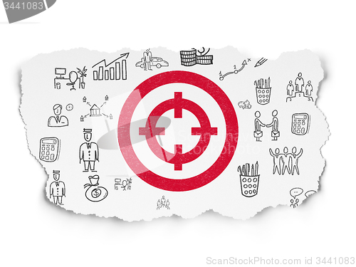 Image of Finance concept: Target on Torn Paper background