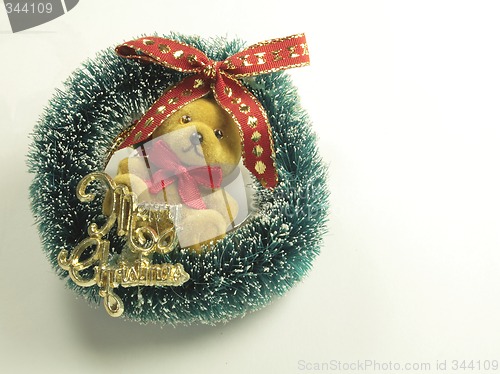 Image of teddy wreath with merry christmas on it