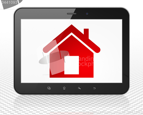 Image of Finance concept: Home on Tablet Pc Computer display